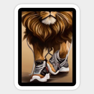 Lion wearing Sneakers Sticker